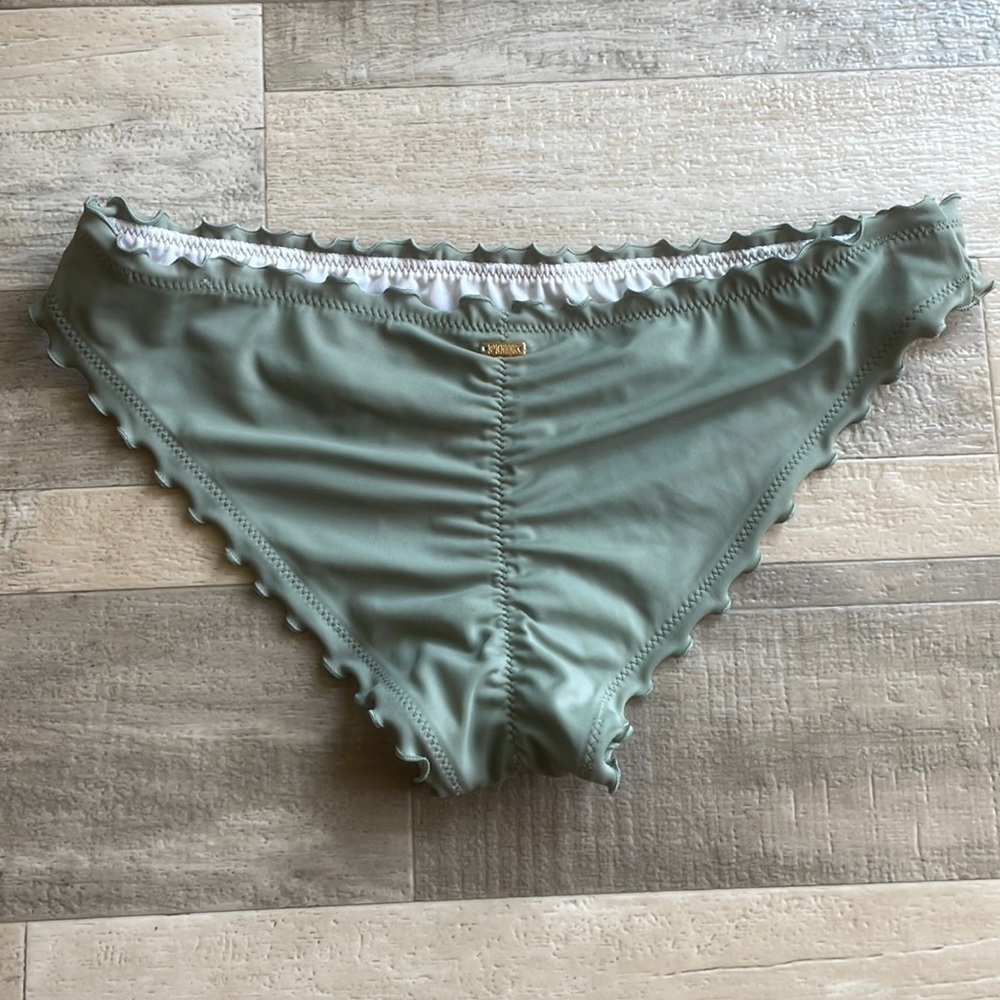PINK frilly army green cheekie bikini bottoms